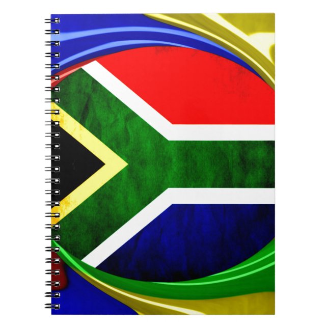 Caderno Espiral Bandeira da África do Sul: Motif Dinâmico de Rodov (Frente)
