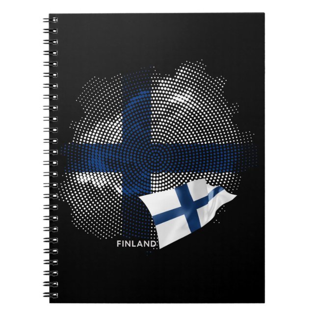 Caderno Espiral bandeira da Finlândia (Frente)