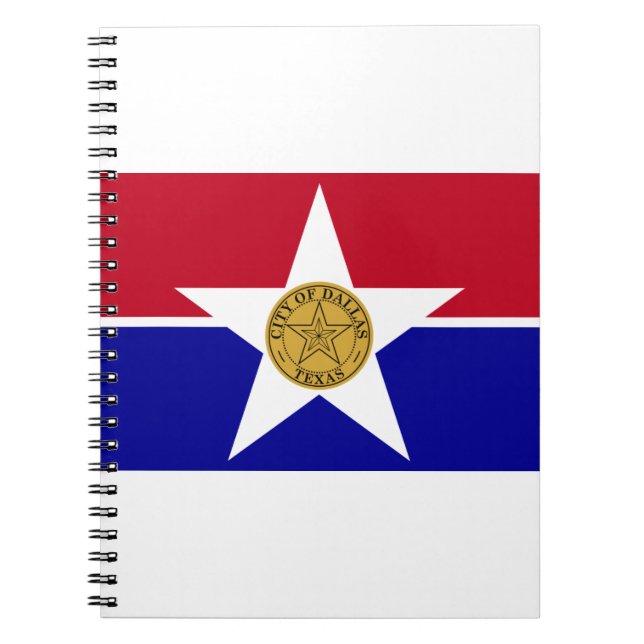 Caderno Espiral Bandeira de Dallas Texas (Frente)