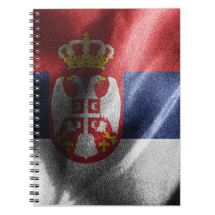 Caderno Espiral bandeira de seda da Sérvia