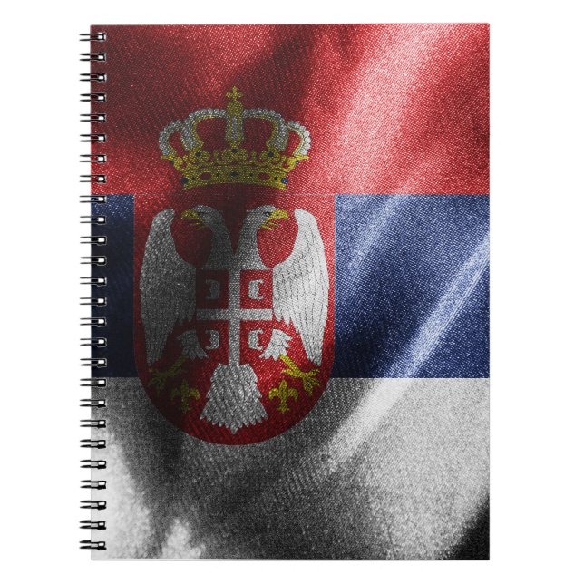 Caderno Espiral bandeira de seda da Sérvia (Frente)