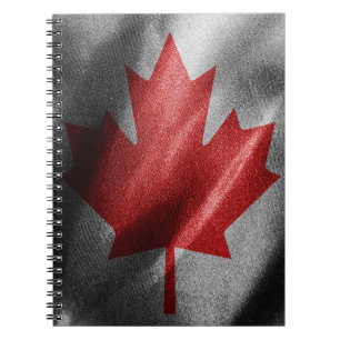 Caderno Espiral Bandeira de seda do Canadá