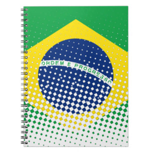 Caderno Espiral Bandeira do Brasil com efeito de meio-tom