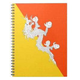 Caderno Espiral Bandeira do Butão (Butão) (Dragão Thunder)