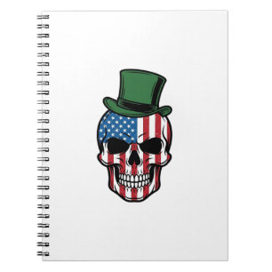 Caderno Espiral Bandeira do Crânio do Trevo Vintage Design Vetoria