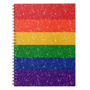 Caderno Espiral Bandeira do orgulho do arco-íris do brilho do