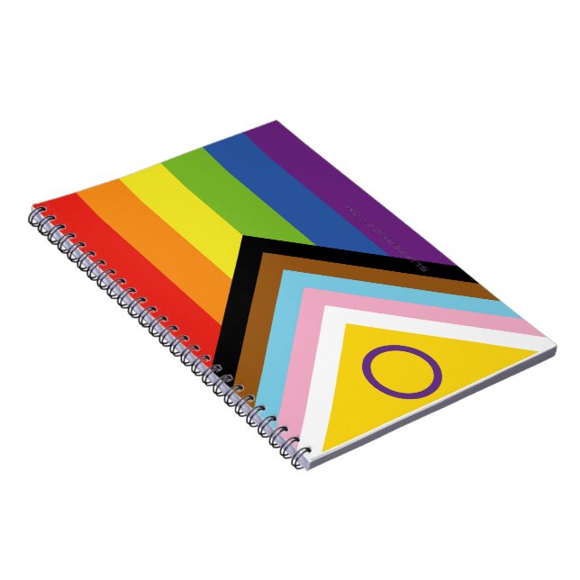 Caderno Espiral Bandeira do orgulho intersexo SlipperyJoe's fundo  (Lado Direito)