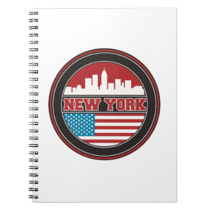 Caderno Espiral Bandeira dos Estados Unidos da skyline de New