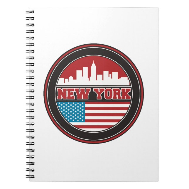 Caderno Espiral Bandeira dos Estados Unidos da skyline | de New (Frente)