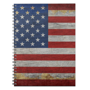 Caderno Espiral bandeira dos eua vintage angustiada presente de ba