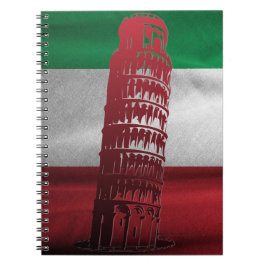 Caderno Espiral Bandeira italiana com dica de Pisa - Notebook