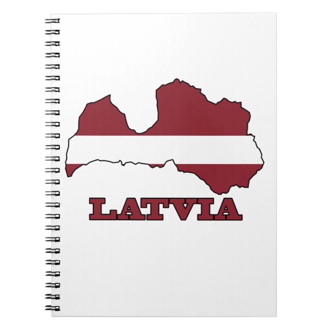 Caderno Espiral Bandeira no mapa de Latvia (Frente)