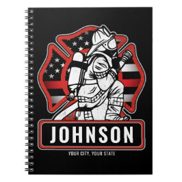 Caderno Espiral Bandeira Patriótica do Bombeiro Personalizado