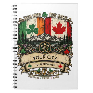 Caderno Espiral Bandeira personalizada irlandesa canadense Cidade