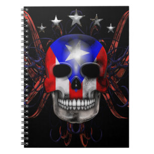 Caderno Espiral Bandeira porto-riquenha - crânio