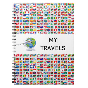 Caderno Espiral Bandeiras do Mundo Desenho de Viagem
