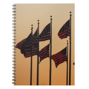 Caderno Espiral Bandeiras nos EUA Patrióticos Sunset Americanos