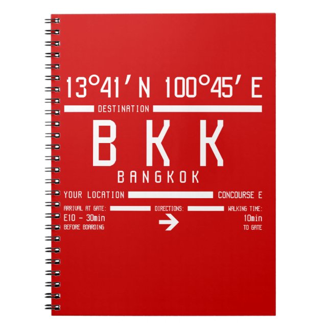 Caderno Espiral Bangkok International Airport BKK IATA Code (Frente)
