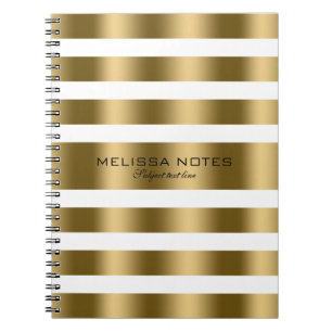 Caderno Espiral Banhas Douradas brilhantes com fundo branco