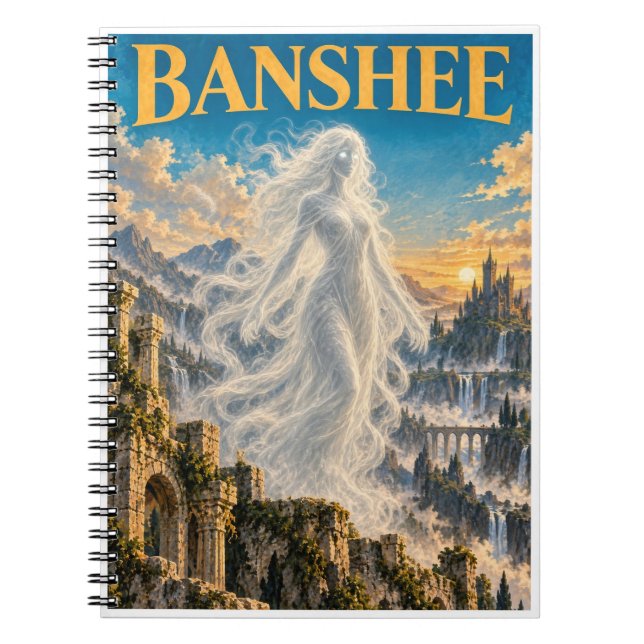 Caderno Espiral Banshee, Monstro de Fantasia Gótica (Frente)