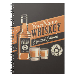 Caderno Espiral Bar de Garrafa de Licor de Uísque Personalizado O