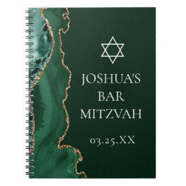 Caderno Espiral Bar Personalizado de Agate Dourado Verde Escuro Mi