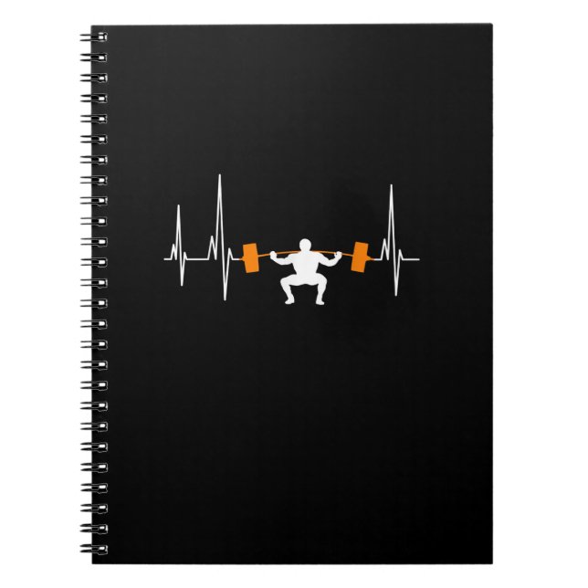 Caderno Espiral Barbell Weighising Heartbeat Bodybuilding Legal (Frente)