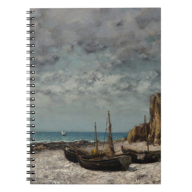 Caderno Espiral Barcos em praia, Etretat - Gustave Courbet (Frente)