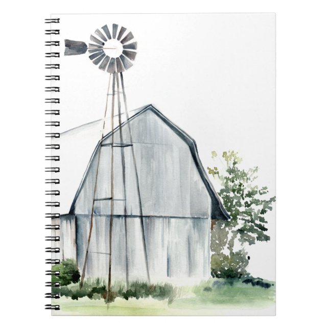 Caderno Espiral Barn de Cinza de Aquarela (Frente)