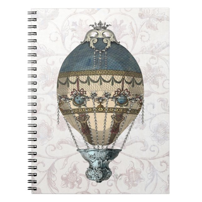 Caderno Espiral Barroco Balão Azul e Creme (Frente)