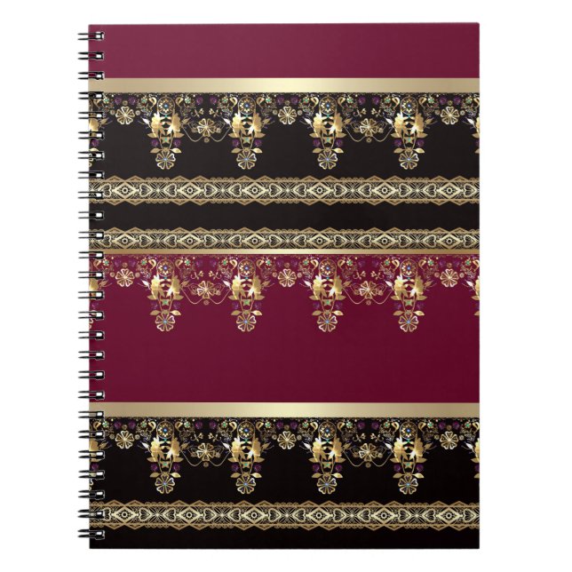 Caderno Espiral Barroco decorativo abstrato árabe oriental ornamen (Frente)