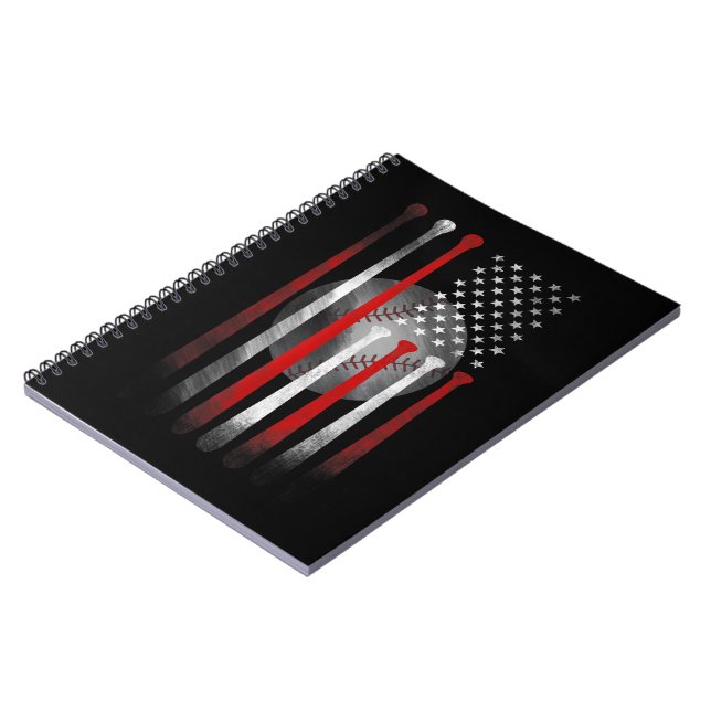 Caderno Espiral Baseball American Flag Vintage (Left Side)