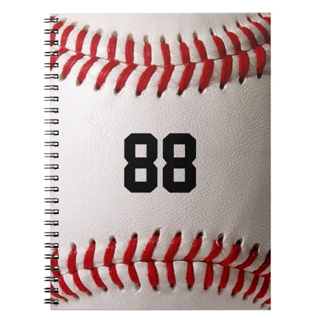 Caderno Espiral Baseball com número personalizável (Frente)