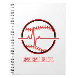 Caderno Espiral Baseball is Life Heartbeat Pulse Graphic