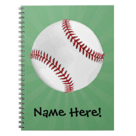Caderno Espiral Baseball personalizado em crianças verdes