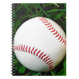 Caderno Espiral Basebol branco com costura vermelha