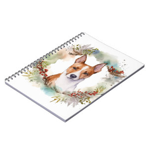 Caderno Espiral Basenji Christmas Wreath Festivo Pup