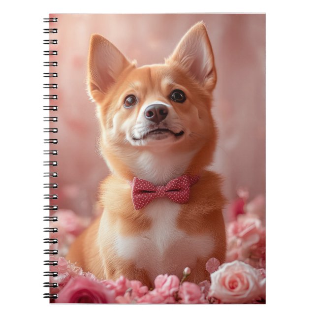 Caderno Espiral Basenji com Rosas - Dia de os namorados (Frente)