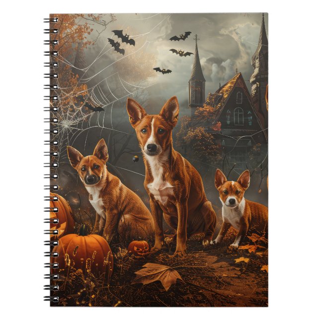 Caderno Espiral Basenji Halloween Night Doggy Delight (Frente)