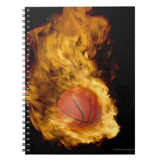 Caderno Espiral Basquete em chamas (composto digital) (Frente)