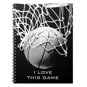 Caderno Espiral Basquete preto e branco Eu adoro este notebook de 