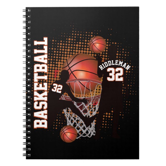 Caderno Espiral Basquete - Preto e Laranja (Frente)