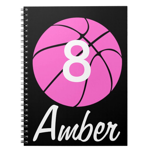 Caderno Espiral Basquete Rosa Personalizado (Frente)
