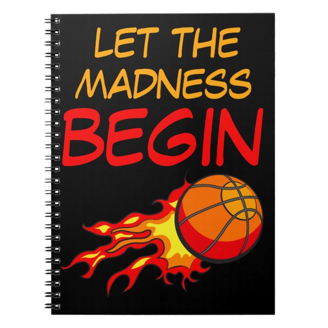 Caderno Espiral Basquetebol Voador em Chamas com Citação, Esporte (Frente)