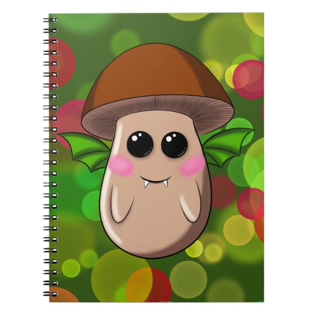 Caderno Espiral Bat cogumelo castanho (Frente)