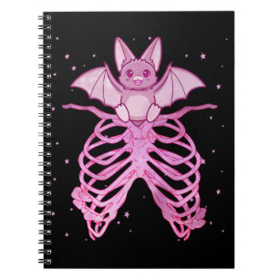 Caderno Espiral Bat do Gótico de Pastel Animal do Anime Kawaii