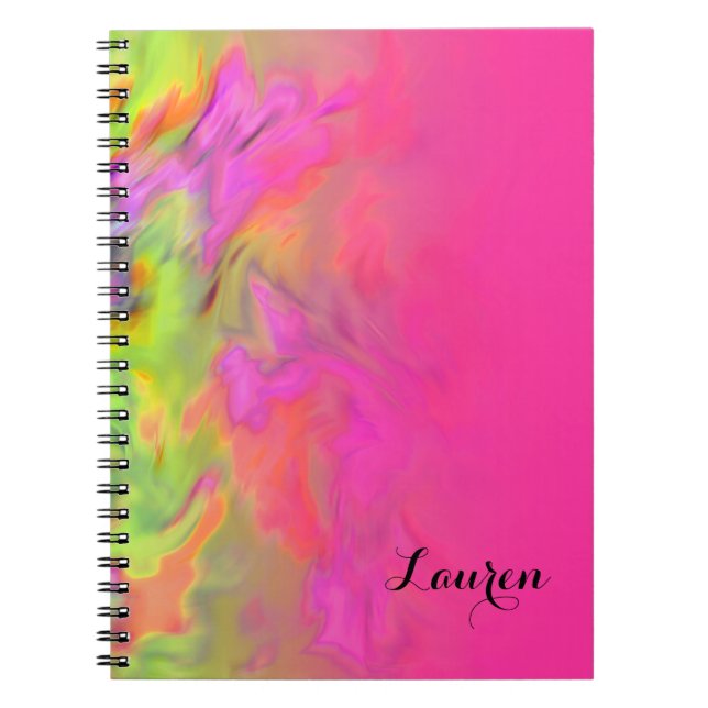 Caderno Espiral Bat Mitzvah Hot Pink e Green Tyd (Frente)