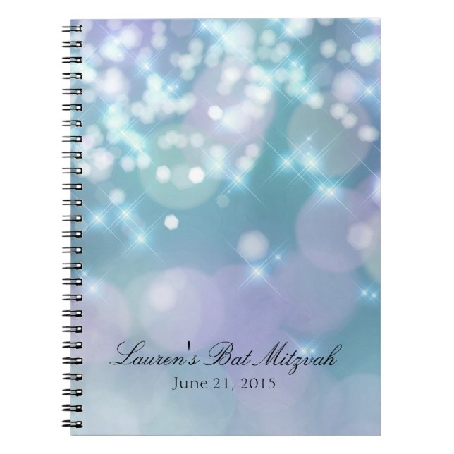 Caderno Espiral Bat Mitzvah Sparkle Luz Azul e Roxo (Frente)