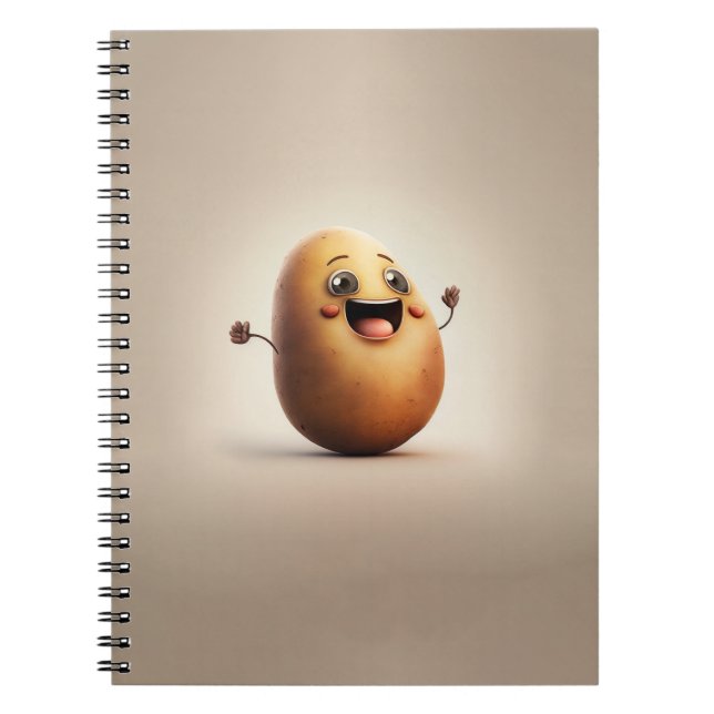 Caderno Espiral Batata Feliz Moderna em Jardim Presente (Frente)