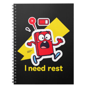 Caderno Espiral Bateria Engraçada: Quando A Energia É Desgastada